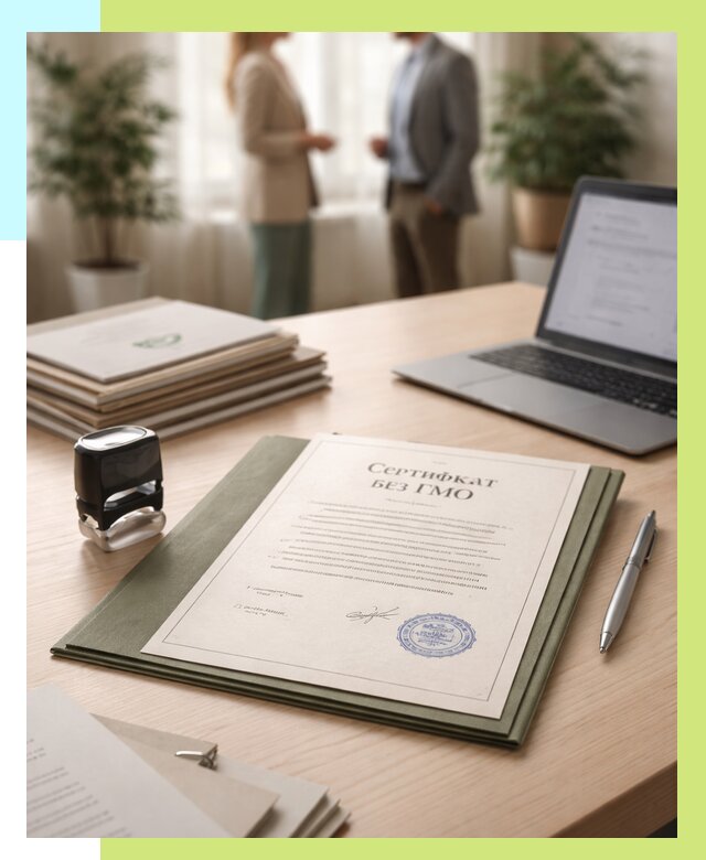 Сертификат без ГМО в Канаше от 7704 р. оформить срочно Алешин-Кна